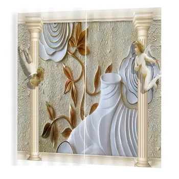 

BJQ-1280(8) 150*166cm Trendy Living Room Bedroom Blackout Relief Prints Curtains Room 3d Curtain Window Drapes