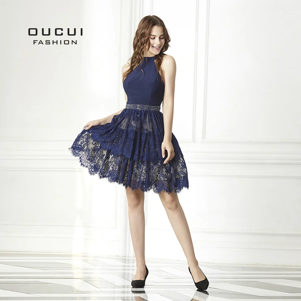 navy blue lace ball gown