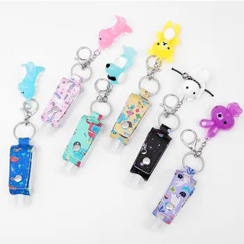 

Cute Cat Dog Bottle Disinfectant gel keychain Leather Key Chain llaveros porte cle Hand Sanitizer Key Ring sleutelhanger