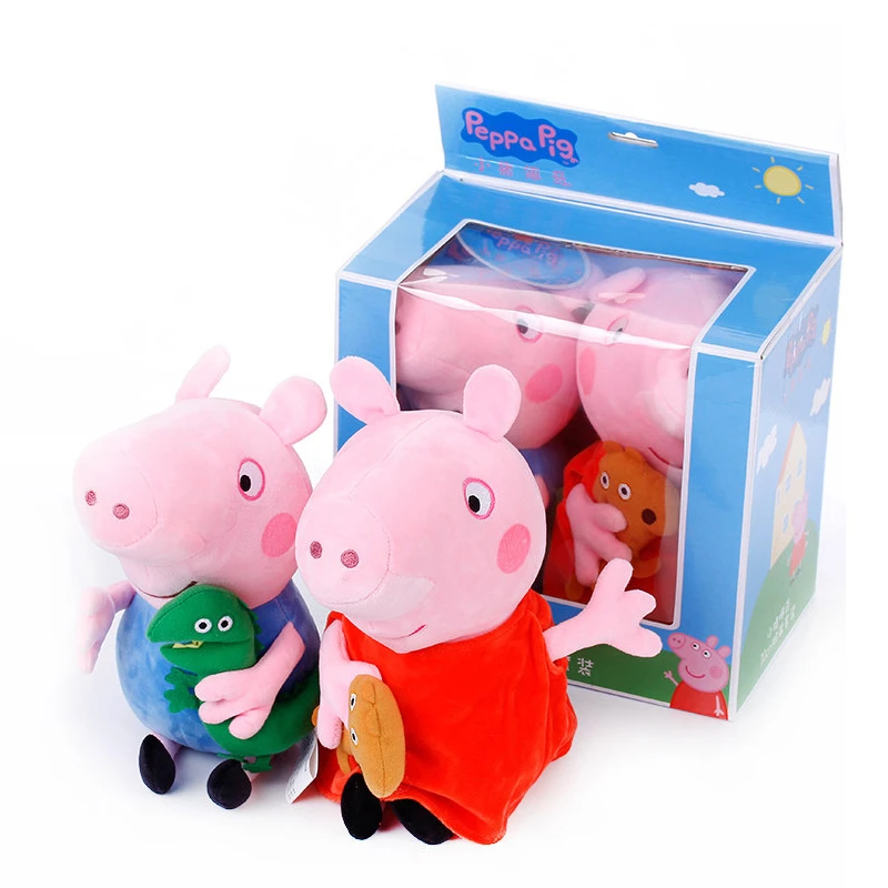 Peppa Pig 30 см/19 см Джордж плюшевый наполнитель мягкая игрушка с брелком кулон друг розовая свинка 4 шт./компл. подарок на день рождения детей