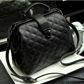 

Bag Women's 2020 New Style Rhombus Shoulder Bag Fashion Lock Pu Doctor's Bag Cross-body Handbag