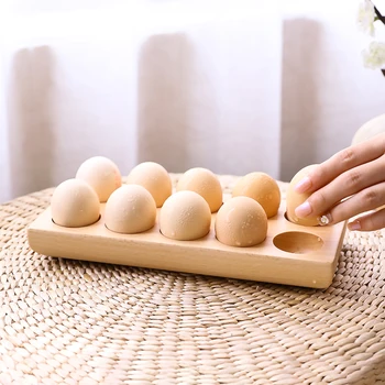 

Wooden Double Row Egg Storage Box Home Organizer Rack Eggs Holder Kitchen Accessories Table Decoration