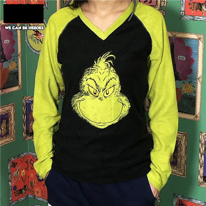Grinchmas Green Monster, Рождественский тонкий мягкий фланелевый топ для сна, свитер, пижама с длинным рукавом для женщин и мужчин, забавная одежда для дома