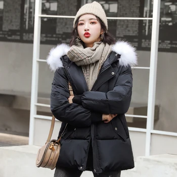 

new 2020 winter down cotton jacket women long coat parkas thickening Female Warm Clothes Rabbit fur collar down jacket T21