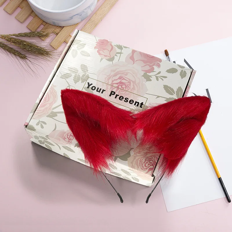 

Косплей женские аксессуары для волос Оптовая Продажа плюшевая зверушка-Ухо повязка на голову ручной работы моделирование животных обручем для волос, для девочек в стиле «лолита» с узорами