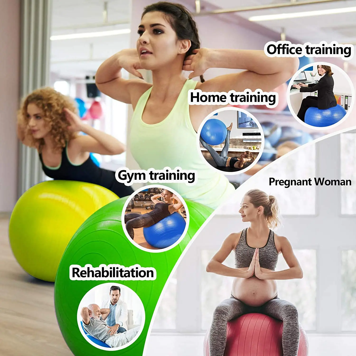 Yoga Ball for Fitness Gym Fitball Balance Pilates Exercise Workout