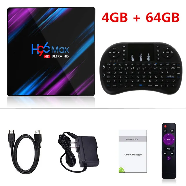 H96 MAX Android tv Box 9,0 Rockchip RK3318 2G 4G 16 GB 32 GB 64 GB 4 K Smart tv Box 2,4& 5,0G WiFi Bluetooth 4,0 IP tv Android - Цвет: 4G 64G i8 keyboard