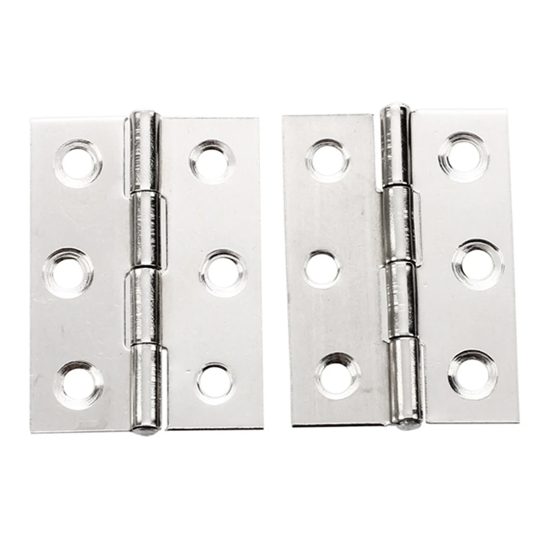 

HOT-2pcs Stainless Steel 2 Inch 4.4x3.1cm Cabinet Door Hinges Hardware