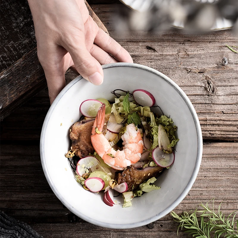 Круглая японская керамическая миска RUX для мастерской радужного цвета Белая