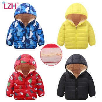 

LZH 2020 Autumn Lamb Wool Children's Coat Baby Girls Winter Clothes Plus Velvet Cartoon Baby Boys Down Jacket Warm Windbreaker