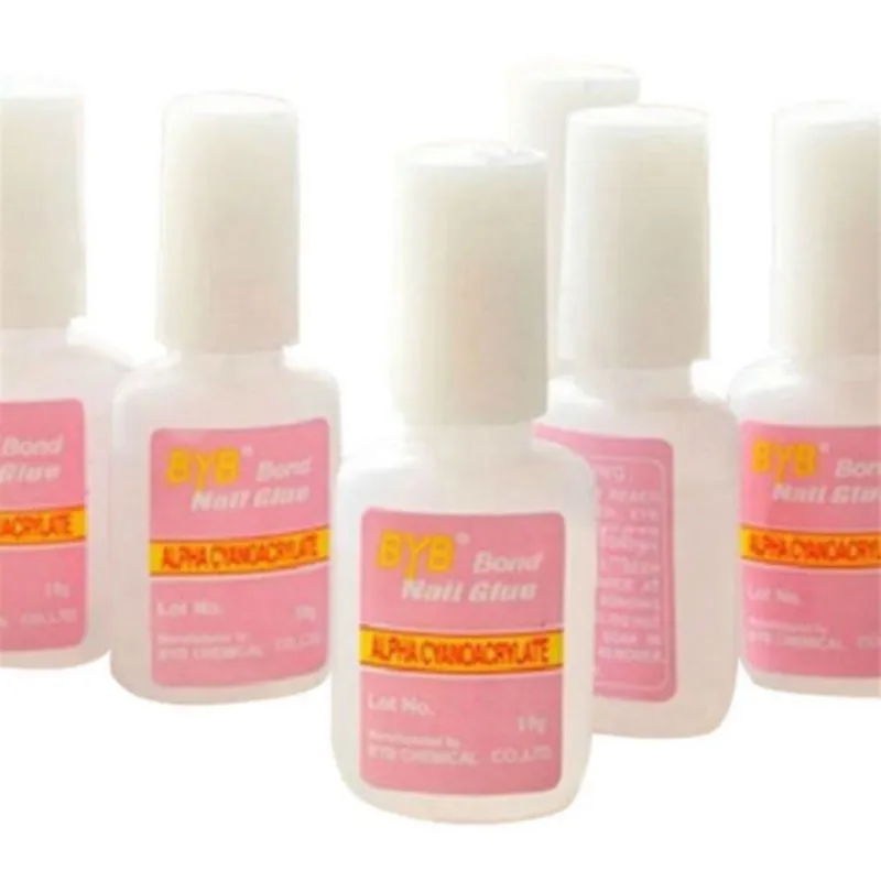 Розовый клей для ногтей в бутылке с кисточкой блестящий акриловый декоративный