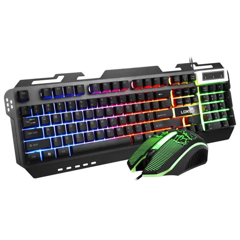 

Mechanical Keyboard USB Wired Ergonomic Backlit Mechanical Feel Gaming Keyboard and Mouse Set with Aluminium Alloy Panel