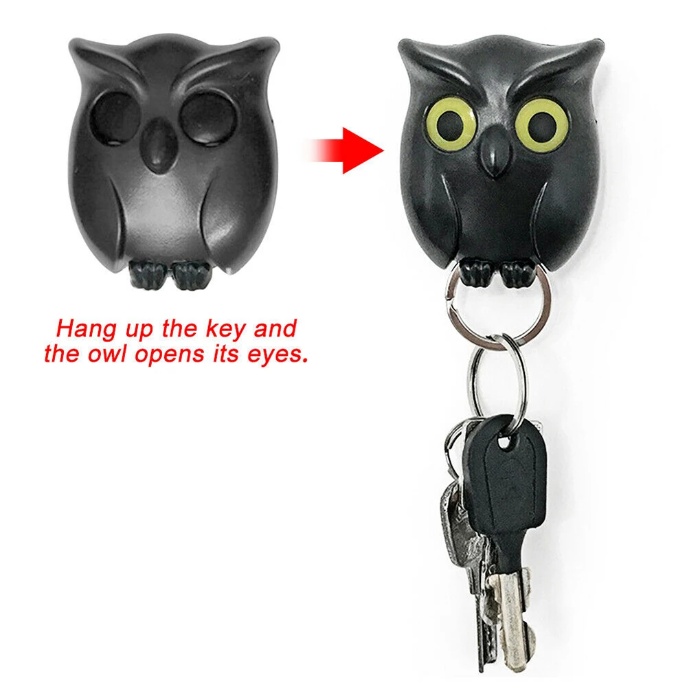 New Cute Multifunction Hook Key Holder Hanging Home Wall Mounted Decoration Owl Shape Magnetic Organizer Durable Hook Keychain