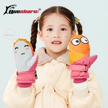 Лыжные перчатки для детей от 3 до 8 лет зимние Утепленные Хлопковые варежки для мальчиков и девочек милые перчатки с принтом животных