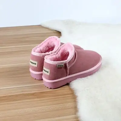Cotton shoes Большие размеры 35-41, новые кожаные Женские снегоступы Ботинки Зимняя обувь теплая хлопковая обувь; верхний материал из кожи и бархата теплые сапожки Для женщин 805 - Цвет: Cotton shoes