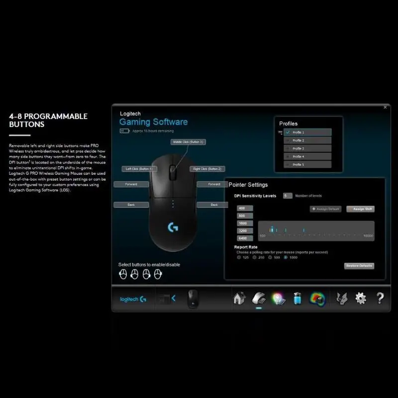 Программируемая Беспроводная игровая мышь logitech G PRO, лазерная мышь Lightspeed 16000 dpi, Регулируемый датчик Hero, RGB, двойной режим мыши