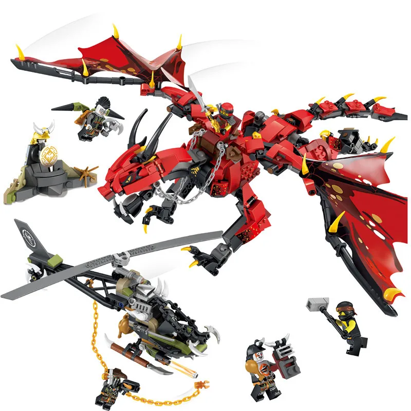 

1086pcs Ninja Flames Spys the Shadow Dragon 2in1 Assemble Figure Educational Building Blocks Set Model Bricks Toys Legoing