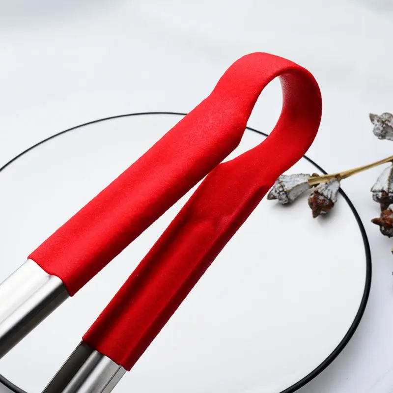 Stainless Steel Kitchen Tongs Cooking Utensils BBQ Barbecue Baking Ice Meat Salad Food Serving Clip Clamp With Non-Slip Handle