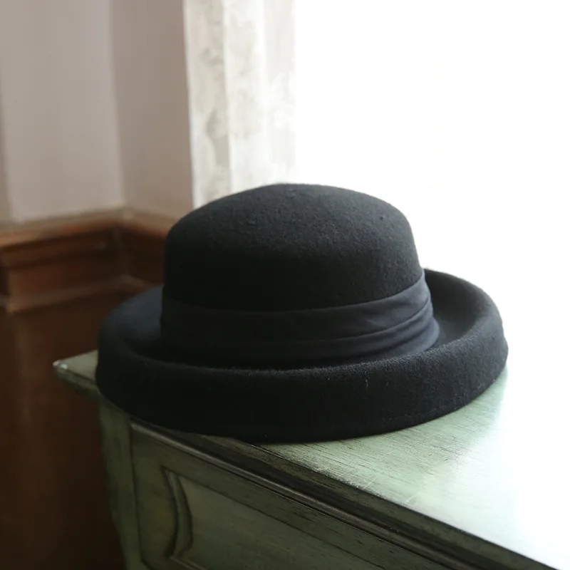 Retro Pure Woolen Japanese/Korean Style Fedoras Red Jazz Hat Fall/Winter Hats For Women Fascinators Hats Jockey Club Casual Wear