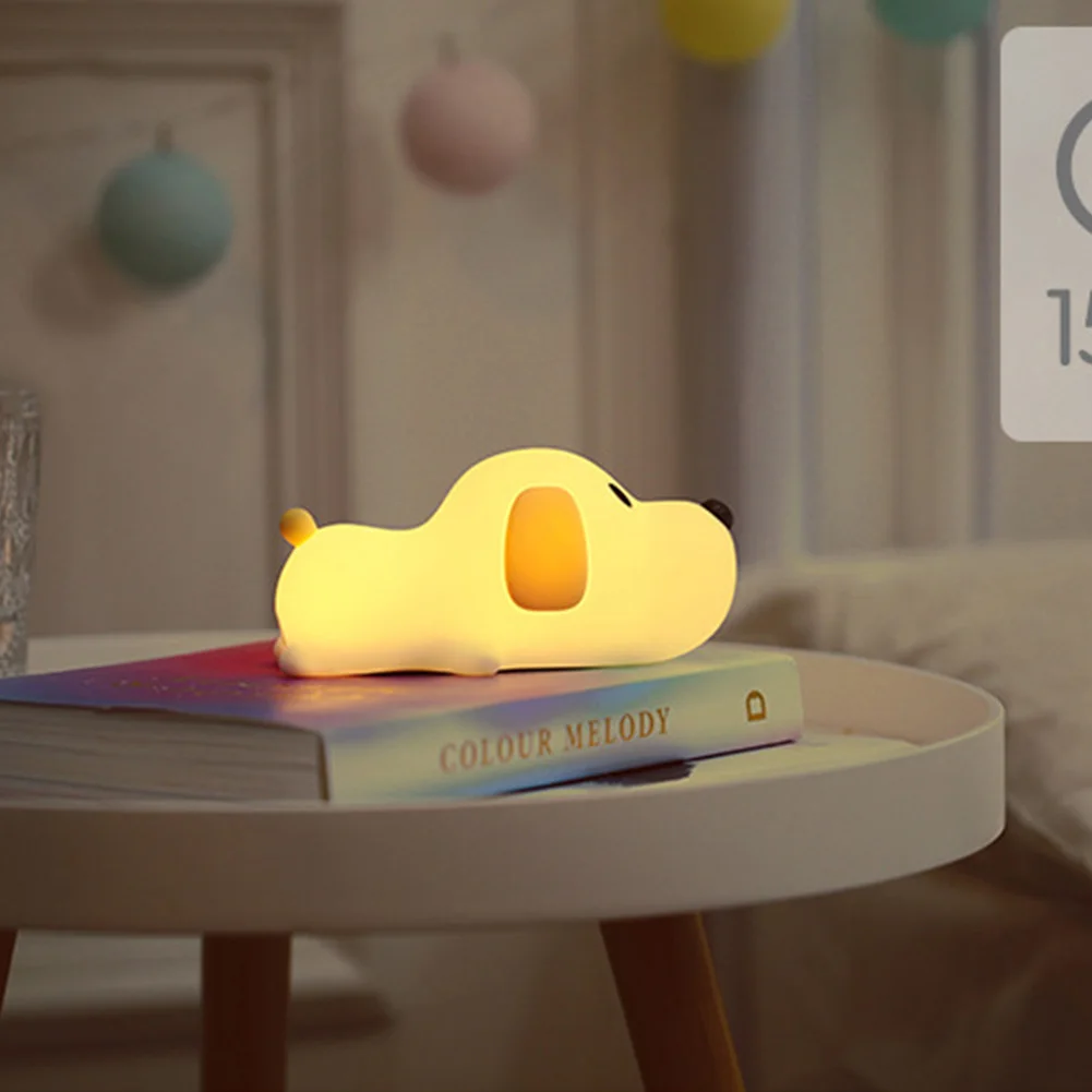 Ночник мультфильм сенсорный сенсор USB Перезаряжаемый прикроватный Led приглушить милые подарки Щенок в форме Собаки силиконовые украшения для спальни