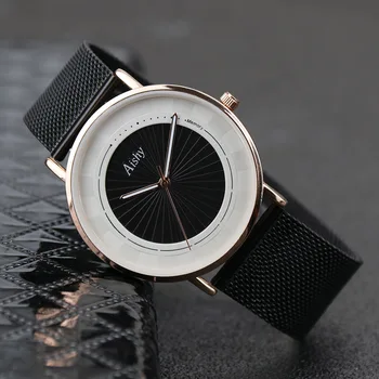 

Aishy Men Watches Quartz Watch No number dial Men Casual Slim Stainless Steel Mesh band Waterproof Watch Relogio Masculino
