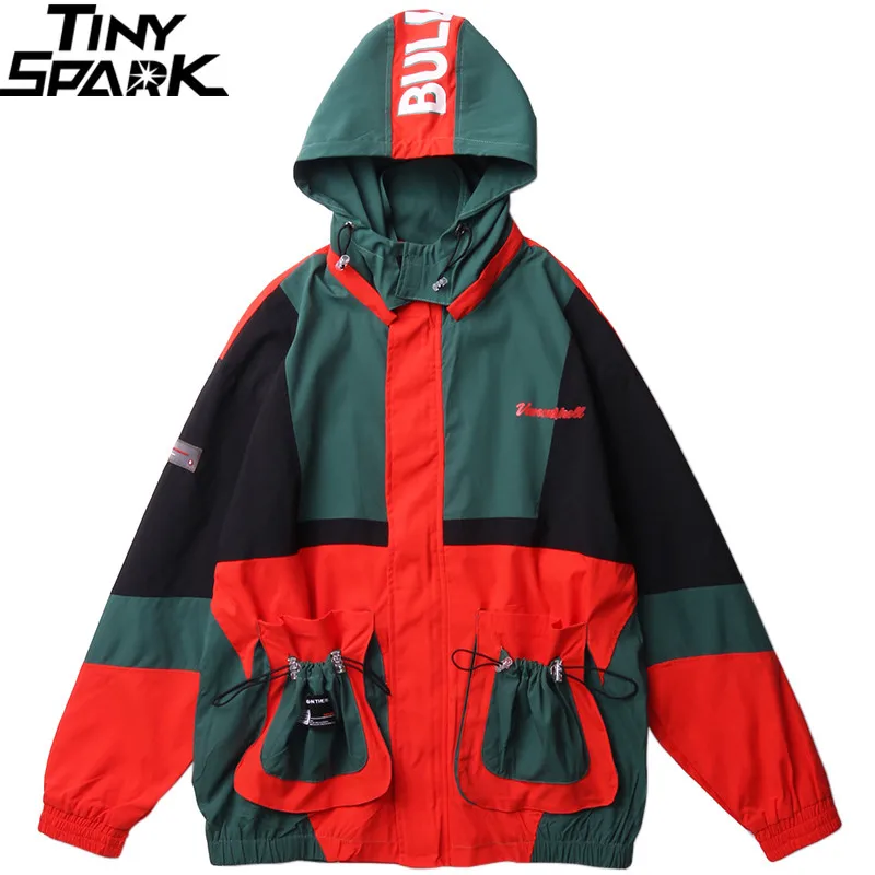 2019 уличная ветровка в стиле хип хоп ретро цветная куртка для мужчин с капюшоном