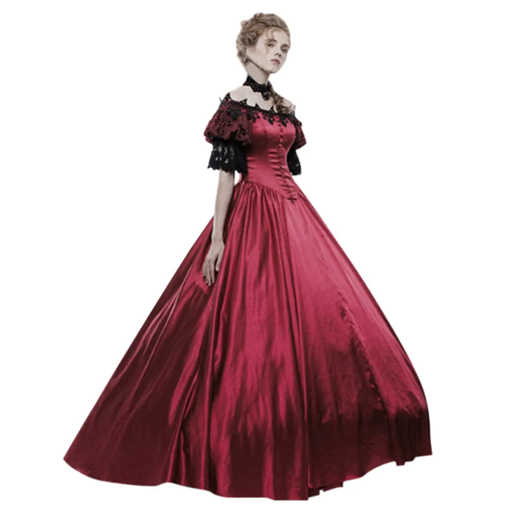 Модные женские платья vestido de festa longo средневековое винтажное готическое придворное платье торт платье sukienki кружево clashing платье# C8