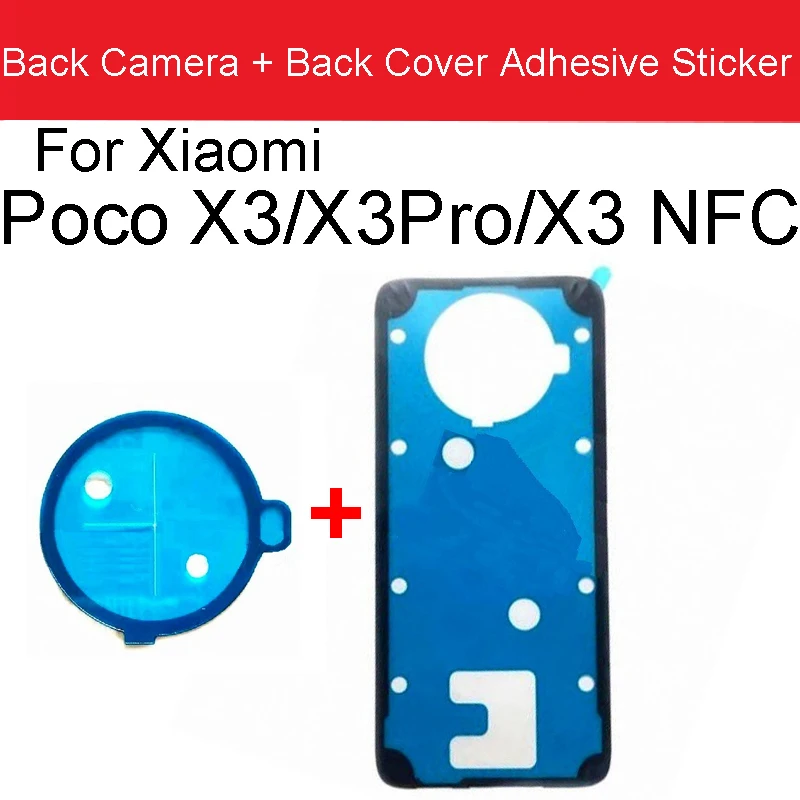 Back Cover Camera Adhesive Sticker For Xiaomi Poco X3 Pro NFC Battery Door Replacment Parts | Мобильные телефоны и