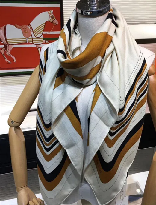 Новое поступление Зима Осень конский дизайн 140*140 см большие шарфы 70% кашемир 30% шелк Шаль Обертывание для женщин леди девушка