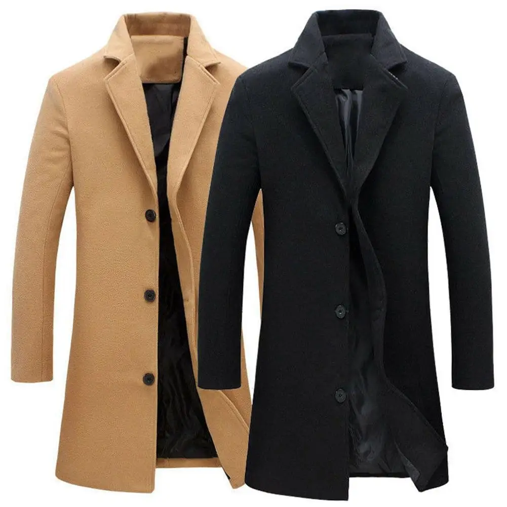 Men wool blends coats Winter Long Coat Blends solid color Coat Men single-breasted windbreaker Wools Plus size casual Mens Coat Men wool blends coats Winter Long Coat Blends solid color Coat Men single-breasted windbreaker Wools Plus size casual Mens Coat