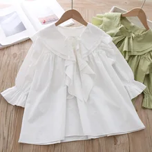 Платье с длинными рукавами для девочек; сезон весна-осень; Новинка; милое платье супер Феи; свободные Детские платья с оборками и кукольным воротником