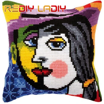 

Cross Stitch Cushion Boys & Girls Make Your Own Pillow DIY Chunky Cross Stitch Kits Pre-Printed Canvas Acrylic Yarn Pillow Case