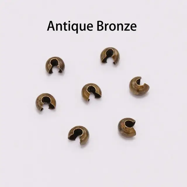 50-100pcs/lot Copper Round Covers Crimp End Beads Dia 3 4 5 mm Stopper Spacer Beads For DIY Jewelry Making Findings Supplies Bronze 100Pcs