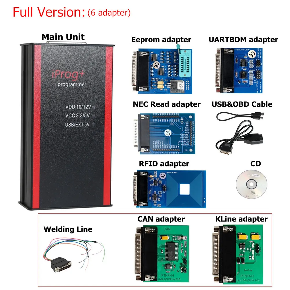 Профессиональный iPROG+ программатор V80 многофункциональный отдых подушки безопасности+ одометр+ IMMO лучше, чем Carprog/Tango/Digiprog iPROG Prog - Цвет: Full 6 adapter