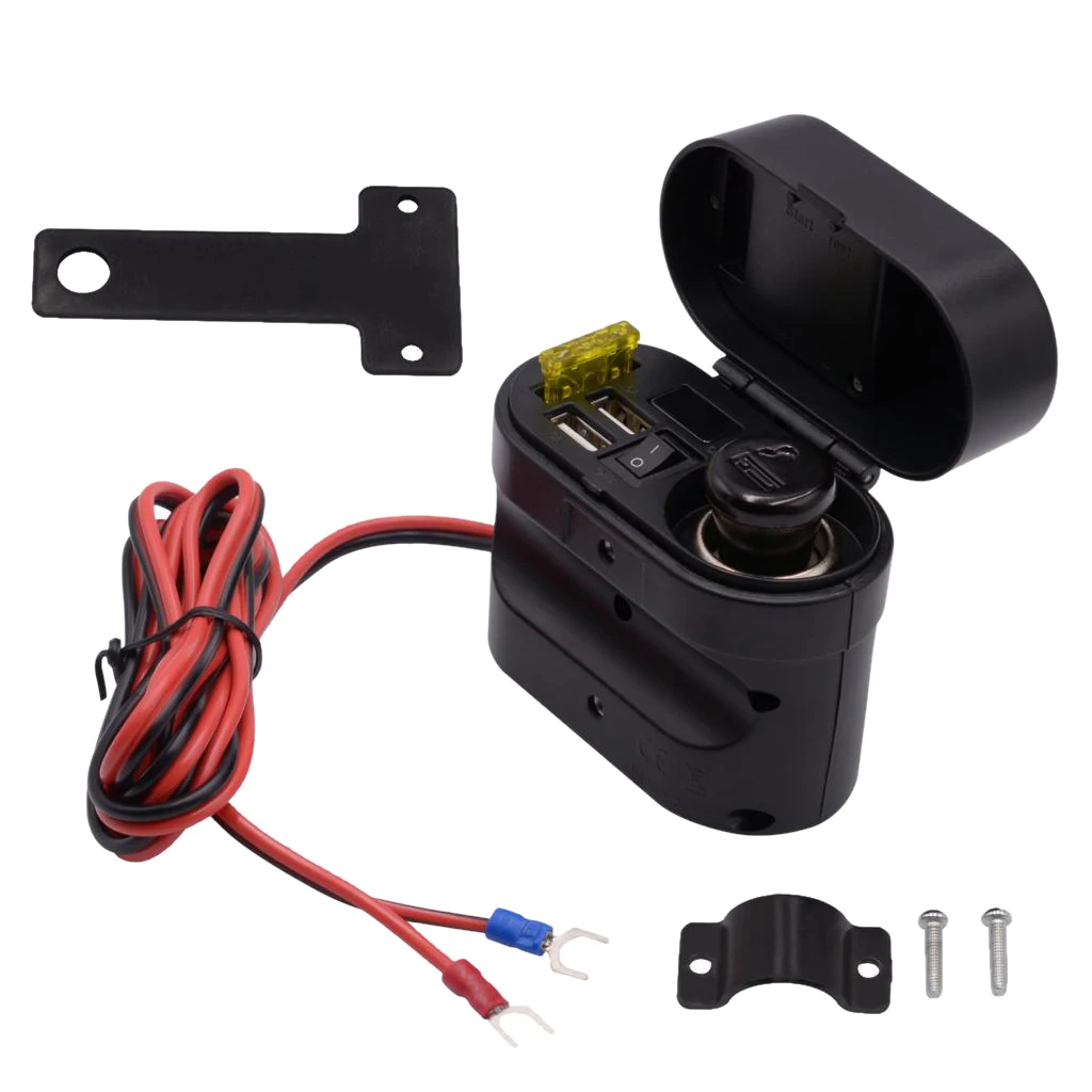 Waterproof Motorcycle Cigarette Lighter Multi Function Clock 4 in1 Motorbike USB Charger Universal Fits For Mobile Phone GPS