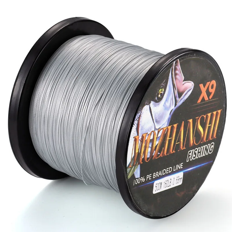 GREY MOZHANSHI 9 нитей 300 м ПЭ многофиламентная плетеная леска проволока 15-310LB - Цвет: GREY