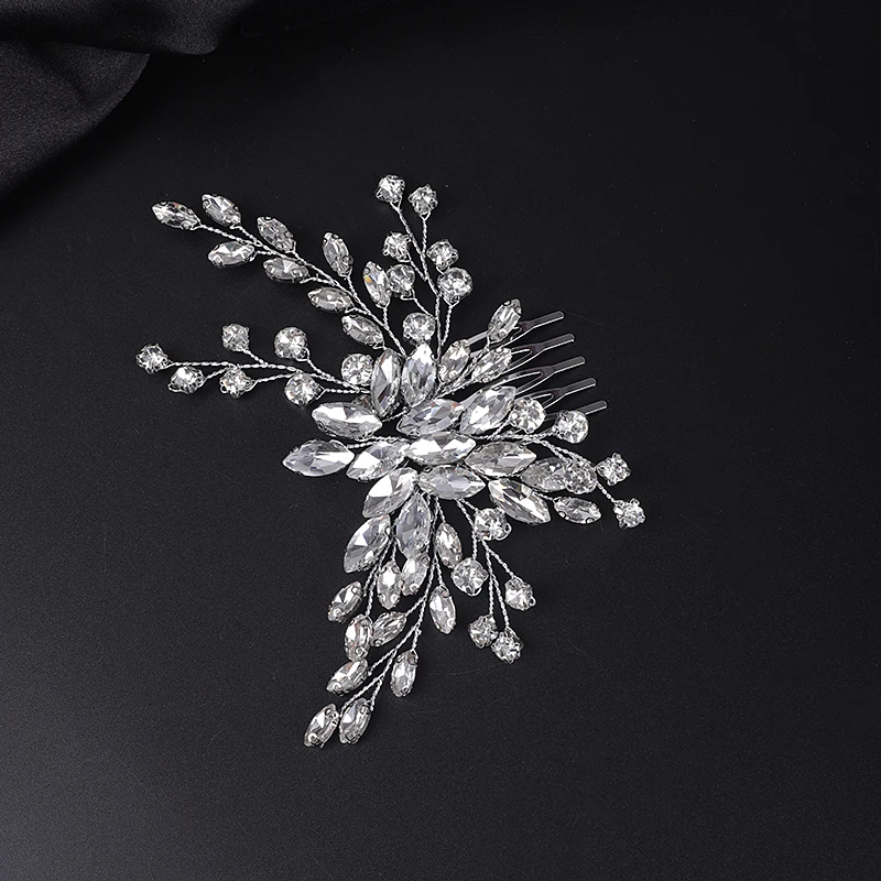 Silver Rhinestone Rose Gold Hair Comb Head Jewelry Hair Accessories for Women Bridal Wedding