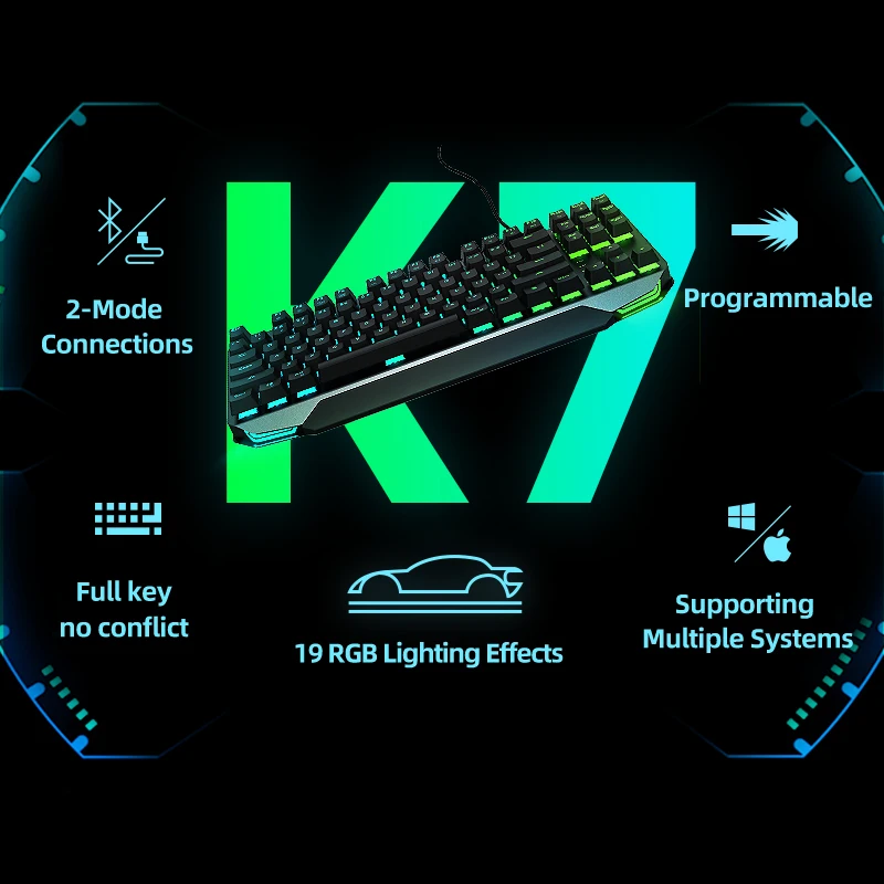 Механическая клавиатура Machenike K7 87 клавиш Bluetooth 3 0 беспроводная Двухрежимная