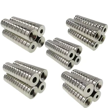 2pcs Dia 20/25/30mm Round Neodymium Magnets Thick 3/4/5/10mm With M5 M6 Countersunk Hole Strong Permanent Rare Earth Magnet