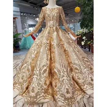 شراءفساتين BGW 22524ht الفاخرة في دبي للنساء مناسبة بياقة دائرية وأكمام طويلة لحفلات المسلمين سباركلي شكل منحنى فساتين سهرة