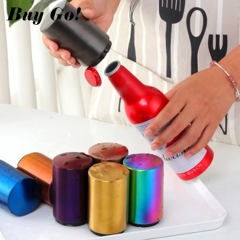 

1PC Portable Magnetic Automatic Bottle Opener Stainless Steel Push Down Wine Beer Openers Practical Bar Tool Kitchen Accessories