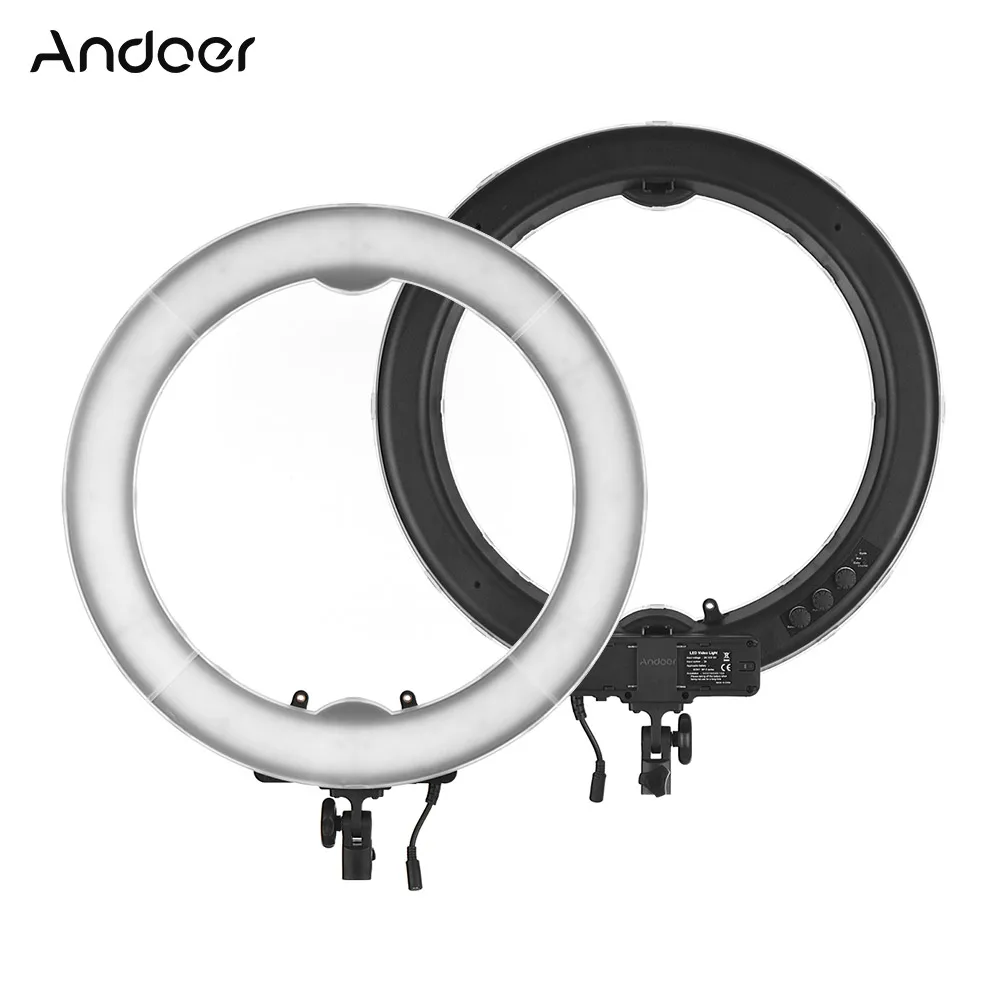 

Andoer 18 Inch LED Ring Video Light 3200K-5600K Bi-color Mode Stepless Adjustment for Portrait Wedding Photography