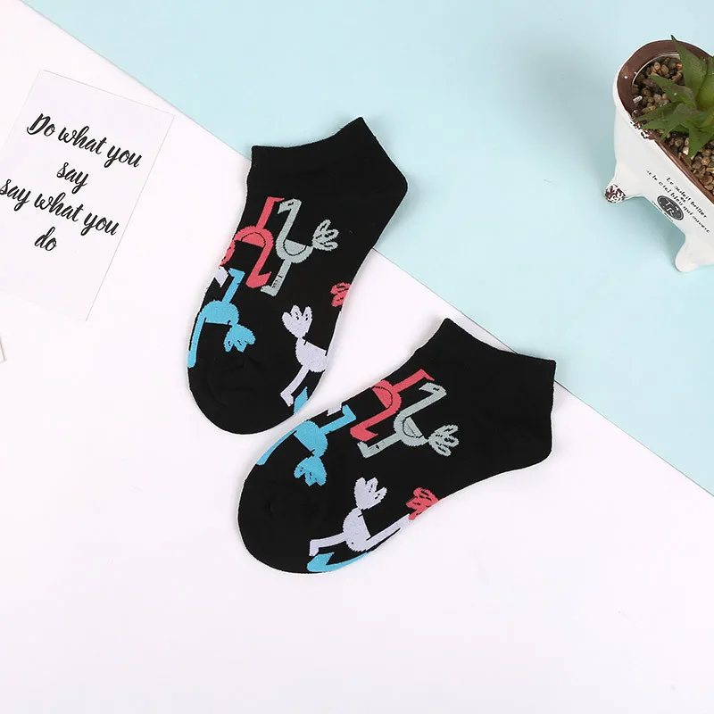 Модные женские короткие носки в стиле Харадзюку с забавным рисунком животных, невидимые счастливые женские носки, корейские стильные модные женские носки - Цвет: 4