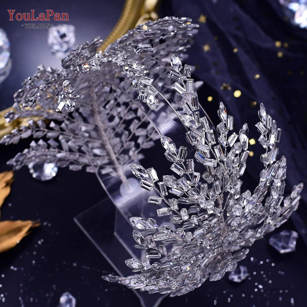 YouLaPan Silver Crystal Bridal Hair Accessories Women Rhinestone Headband Wedding Hair Jewelry Bride Crown Tiaras HP383