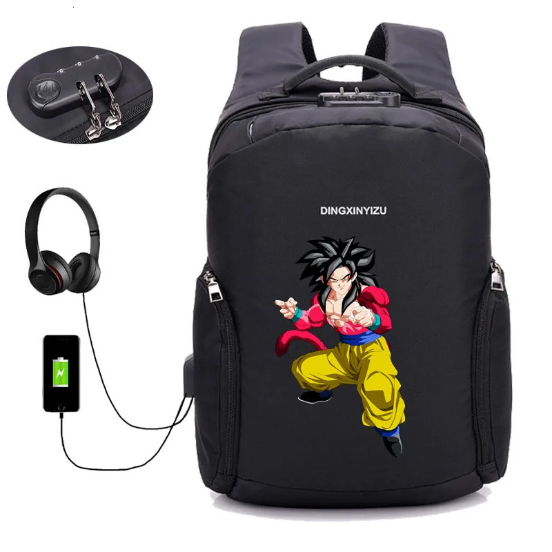 anime Dragon Ball Z backpack USB Charge Computer Backpacks Anti-theft bag student book Bags teenagers men women Travel backpack