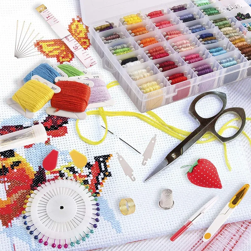 SZS Hot Embroidery Floss with Organization Box, Includes 99 Colors Embroidery Floss Cross Stitch Kits, Letter Beads for Friendsh