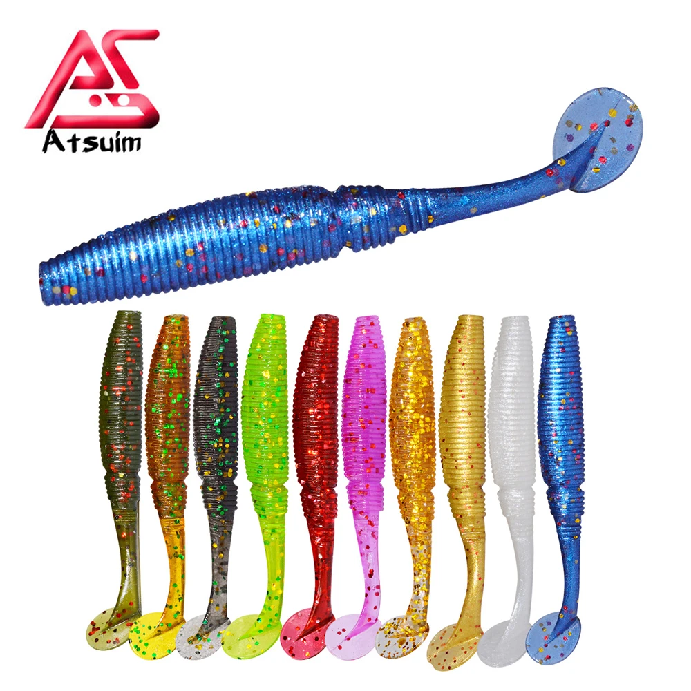 

15pcs/lot Soft Rubber Bait Bass Fishing Lure Jig Wobbler Worm Carp Fishing Bait Soft Lure Artificial Silicone T Tail Swimbait