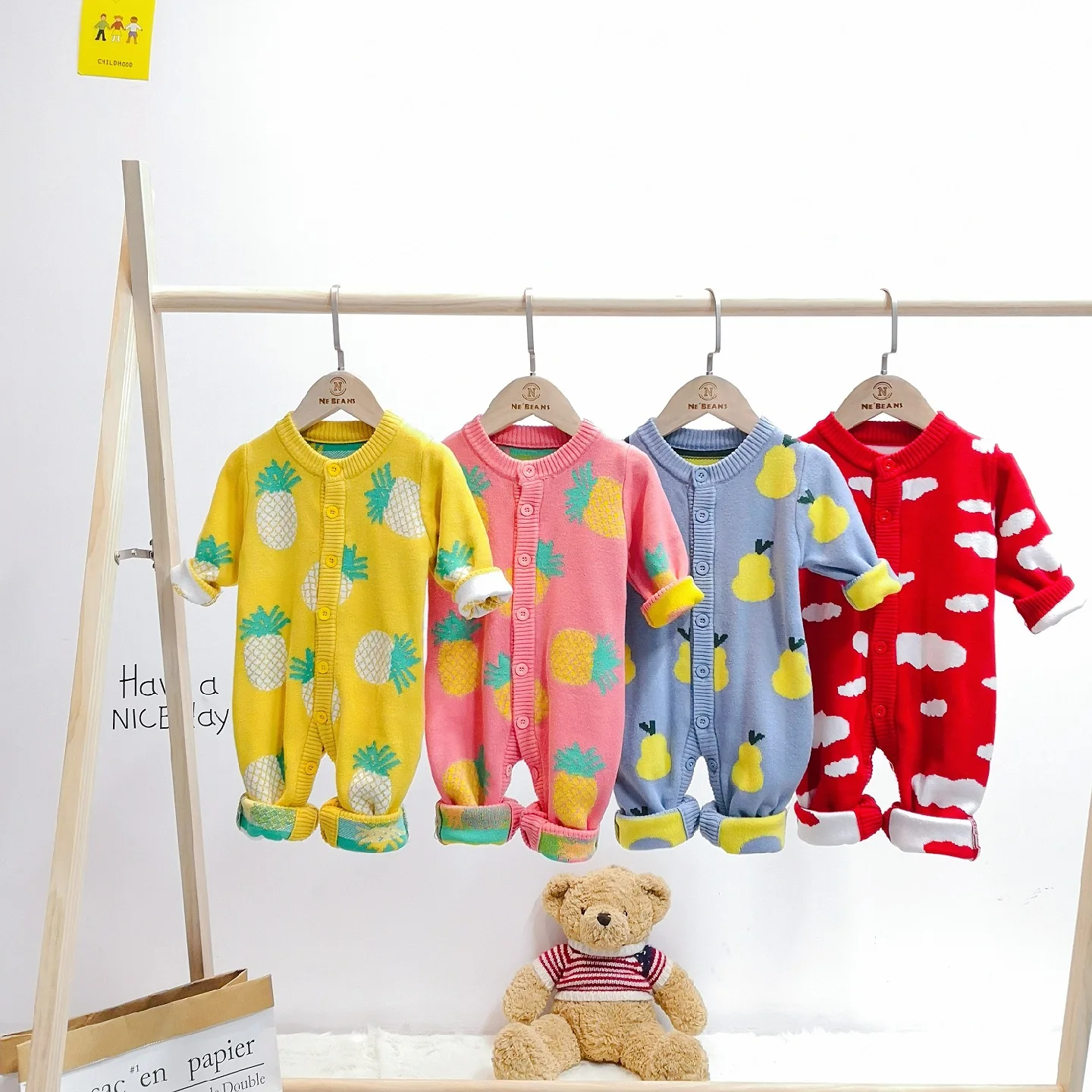 

INS Hot Selling 2020 Spring Yarn Knitted Baby Infants Cotton Jumpsuits Baby Bodysuit Romper Crawling Clothes a Class