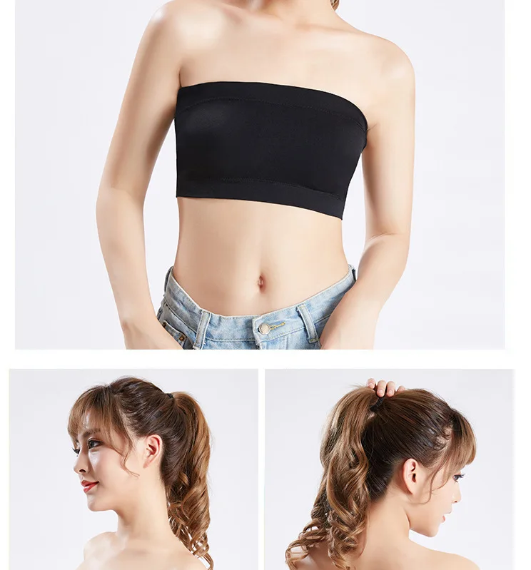 Seamless Wrap-around A- line Strap Solid Sports Underwear Women's Vest Summer Diversity Outfit Tube Top Vest