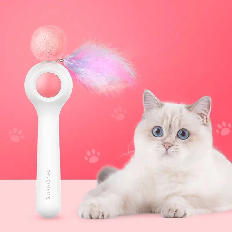 Pet интерактивная игрушка для кошки "Дразнилка" палочка с украшением в виде шариков в выдвижной шнур кошачья игрушка с перьями
